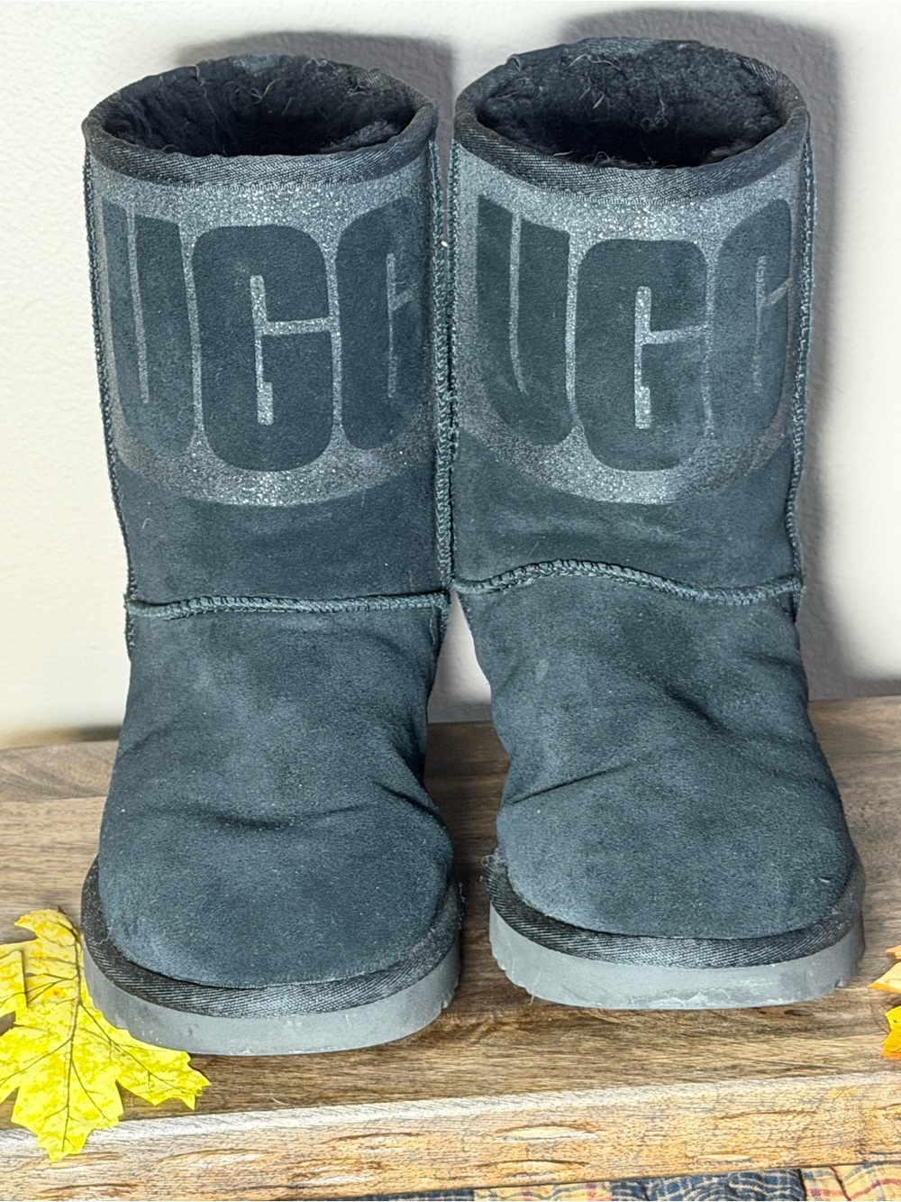 UGG Black Classic Short Sparkle Boots size 9